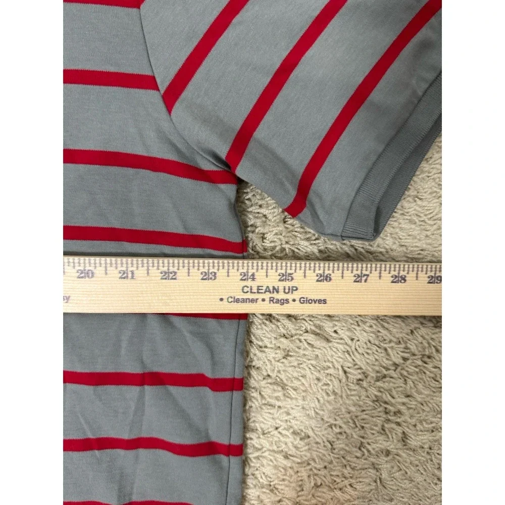 Polo Ralph Lauren Mens Short Sleeve Shirt Gray Red Stripes Size XL Red Pony Soft